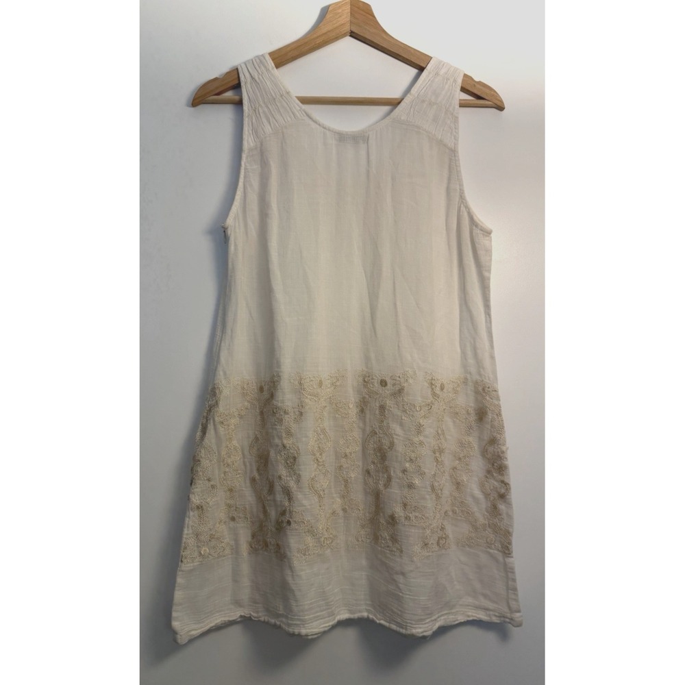 Monoreno Women's Embroidered Ivory Tunic‎ Blouse Size L Semi-Sheer Zip Romantic - Picture 13 of 16